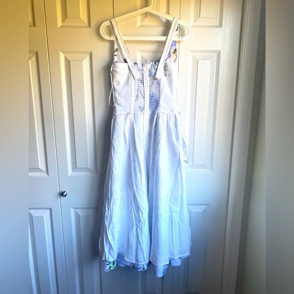 New Reformation Janu Linen Midi Dress - Serenity Blue White Floral size 4 - Picture 11 of 15